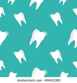 Healthy Teeth Seamless Pattern. Vector background