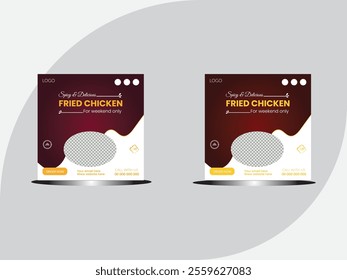 Healthy testy fast food chicken social media post banner design template. Delicious fast food social media post design. chicken fry social media post design.