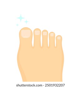 Healthy toes in cartoon style on a white background. Image of the cured right leg