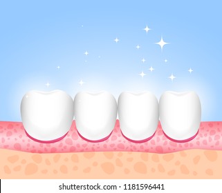 Healthy tooth after treatment and dental care. Medical direction dentistry. White enamel of the tooth. For dentist vector illustration