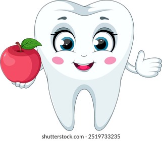 Healthy Tooth with Apple. A Symbol of Freshness and Care