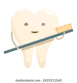 Healthy tooth with brush icon cartoon vector. Super hero. Care child
