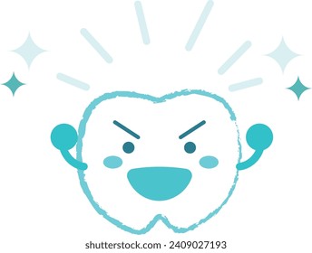 Carácter dental sano con efecto brillante azul