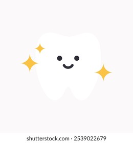 Healthy tooth character icon. Healthcare, dental, medicine, treatment, hygiene, oral care concepts. Flat cartoon vector design isolated illustration.