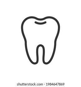 Healthy tooth, cute single vector icon illustration. Line style isolated image