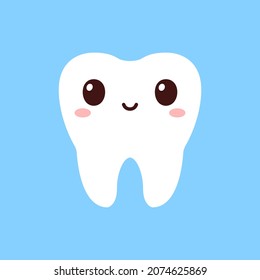 Healthy tooth with emotions of joy. Dentistry. Dental treatment in a dental clinic. Flat style. Vector illustration