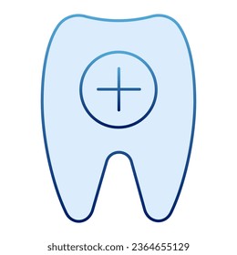 Healthy tooth flat icon. Tooth and plus blue icons in trendy flat style. Dental care gradient style design, designed for web and app. Eps 10