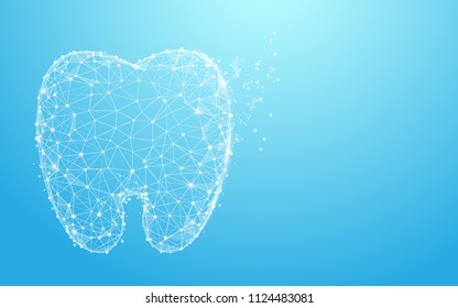 Healthy Tooth form lines, triangles and particle style design. Illustration vector