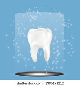 Healthy tooth with glowing effect, teeth whitening concept ,Vector illustration