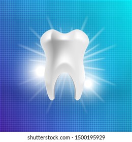 Healthy tooth with glowing effect, teeth whitening concept
