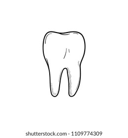 Healthy tooth hand drawn outline doodle icon. Dentistry, stomatology and dental care concept. Vector sketch illustration for print, web, mobile and infographics on white background.