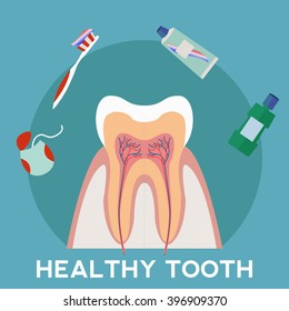 Healthy tooth and hygiene vector concept