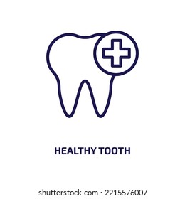healthy tooth icon from dentist collection. Thin linear healthy tooth, medical, protection outline icon isolated on white background. Line vector healthy tooth sign, symbol for web and mobile