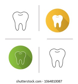 Healthy tooth icon. Flat design, linear and color styles. Isolated vector illustrations