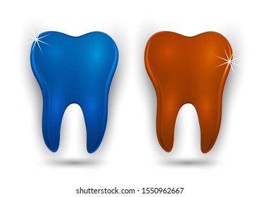 Healthy tooth icon. Flat design style. Tooth simple silhouette. Modern, minimalist icon in stylish colors. Website page design element and mobile application, brochure design, banner, flyer. Vector 