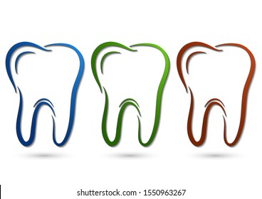 Healthy tooth icon. Flat design style. Tooth simple silhouette. Modern, minimalist icon in stylish colors. Website page design element and mobile application, brochure design, banner, flyer. Vector 