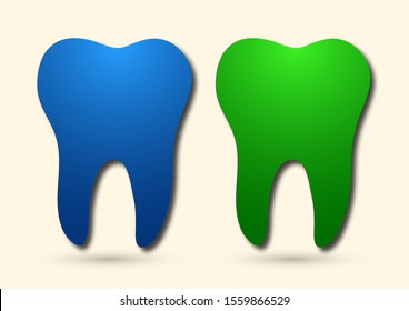 Healthy tooth icon. Flat design style. Tooth simple silhouette. Modern, minimalist icon in stylish colors. Website page design element and mobile application, brochure design, banner, flyer. Vector 