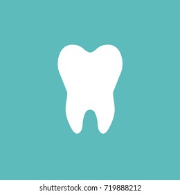 Healthy tooth icon isolated on background. Round line circle. Oral dental hygiene. Children teeth care.  Blue background. Flat design. Vector illustration