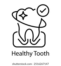 Healthy tooth icon in outline style 