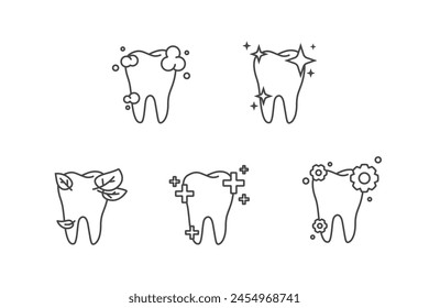 Healthy tooth icon set. Tooth with mint, health, read, glossy icons set.