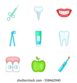 Healthy tooth icons set. Cartoon illustration of 9 healthy tooth vector icons for web