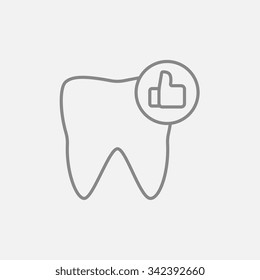 Icono de línea dental saludable para web, móviles e infografías. Icono vector de gris oscuro aislado en fondo gris claro.