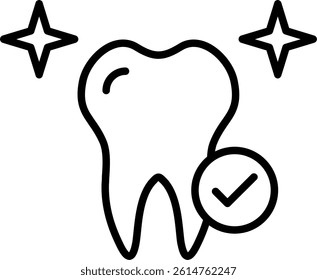 Healthy Tooth Line Vector Icon Design