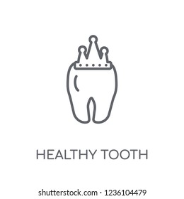 Healthy tooth linear icon. Modern outline Healthy tooth logo concept on white background from Dentist collection. Suitable for use on web apps, mobile apps and print media.