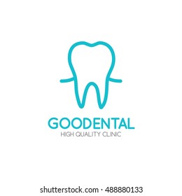 Healthy tooth Logo design vector template in linear style.