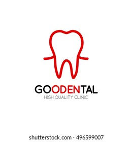 Healthy tooth Logo design vector template in linear style.