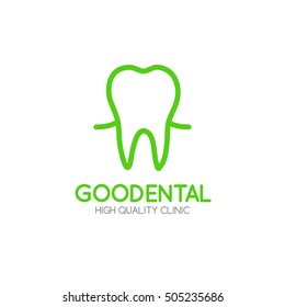 Healthy tooth Logo design vector template in linear style.
