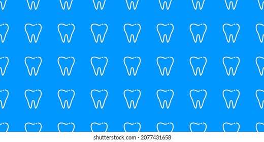 Healthy Tooth on a Blue Background Seamless Pattern. Dentistry concept.