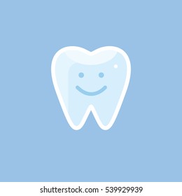Healthy tooth on light-blue background. Dental care vector illustration