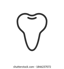 Diente sano con una raíz, linda ilustración de icono de un solo vector. Imagen aislada de estilo de línea