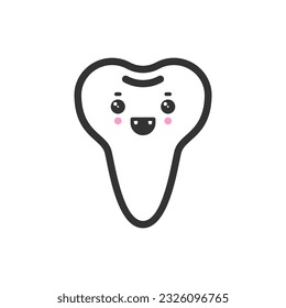 Healthy tooth with one root with emotional face, cute vector icon illustration