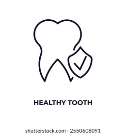 healthy tooth outline icon. Linear vector from dentist concept. Thin line healthy tooth icon isolated on white background