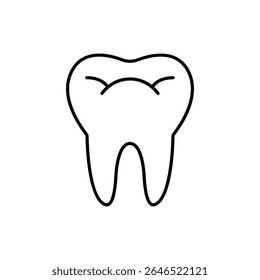 Sinal de contorno de dente saudável para design gráfico e web, aplicativos, anúncios, várias cartas 