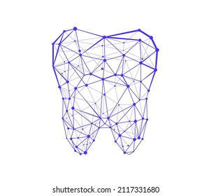 Healthy tooth polygonal illustration. Modern dentistry services, teeth whitening banner. Innovative stomatology clinic homepage design layout