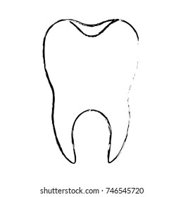 healthy tooth with root in monochrome blurred silhouette vector illustration