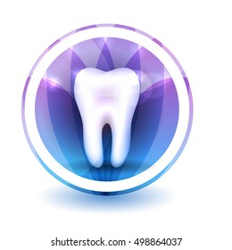 Healthy tooth Sign, round shape colorful overlay flower petals at the background.