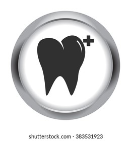 Healthy tooth simple icon  on round background