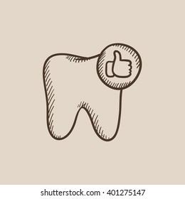 Healthy tooth sketch icon.