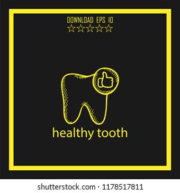healthy tooth sketch vector icon