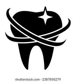 Icono sólido dental saludable, concepto del día internacional del dentista, signo dental protegido sobre fondo blanco, icono de protección de dientes en estilo glifo para concepto móvil, diseño web. Gráficos vectoriales