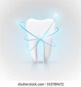 Healthy Tooth Under Protection, Teeth Whitening, Vector Illustration