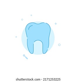 Healthy tooth vector icon. Flat illustration. Filled line style. Blue monochrome design. Editable stroke. Adjust line weight.