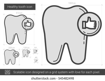 Healthy tooth vector line icon isolated on white background. Healthy tooth line icon for infographic, website or app. Scalable icon designed on a grid system.