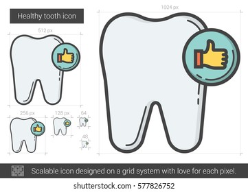 Healthy tooth vector line icon isolated on white background. Healthy tooth line icon for infographic, website or app. Scalable icon designed on a grid system.