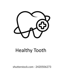 Ilustración de estilo de icono del contorno del vector de dientes saludable. Archivo EPS 10