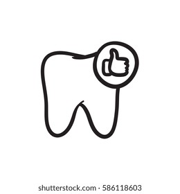 Healthy tooth vector sketch icon isolated on background. Hand drawn Healthy tooth icon. Healthy tooth sketch icon for infographic, website or app.